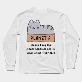 Gray Cat - Habitable Planet (White) Long Sleeve T-Shirt